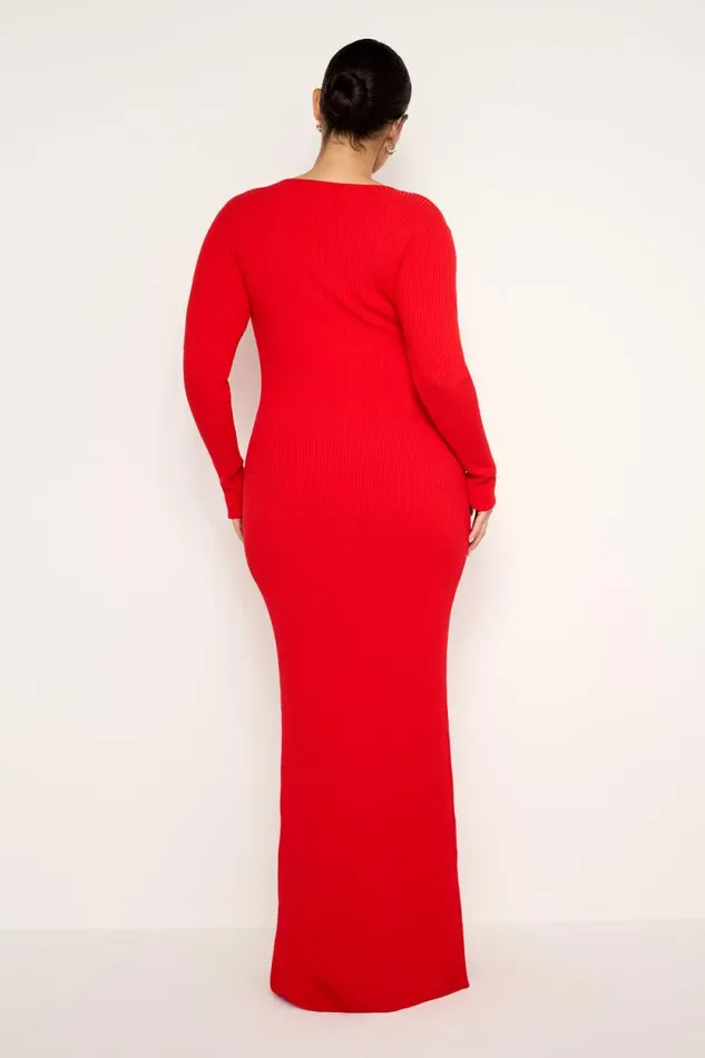 Women GOOD AMERICAN Dresses STRETCH RIB KNIT MAXIDRESS Grenadine003