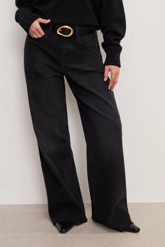 Women GOOD AMERICAN Jeans GOOD EASE PETITE RELAXEDJEANS Black324