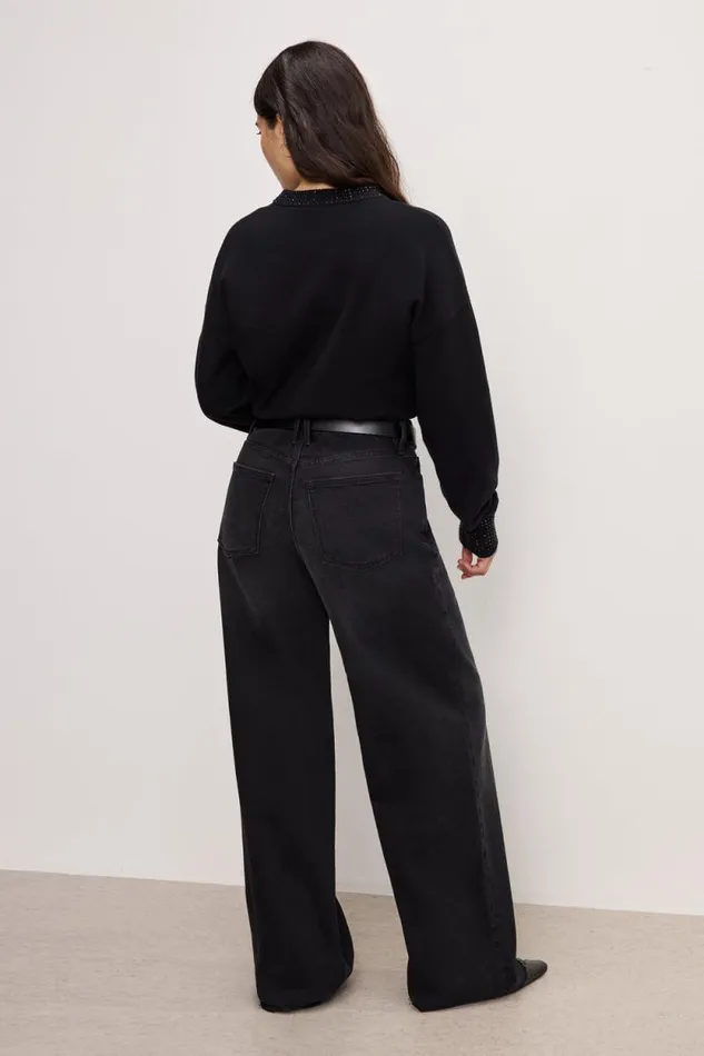 Women GOOD AMERICAN Jeans GOOD EASE PETITE RELAXEDJEANS Black324