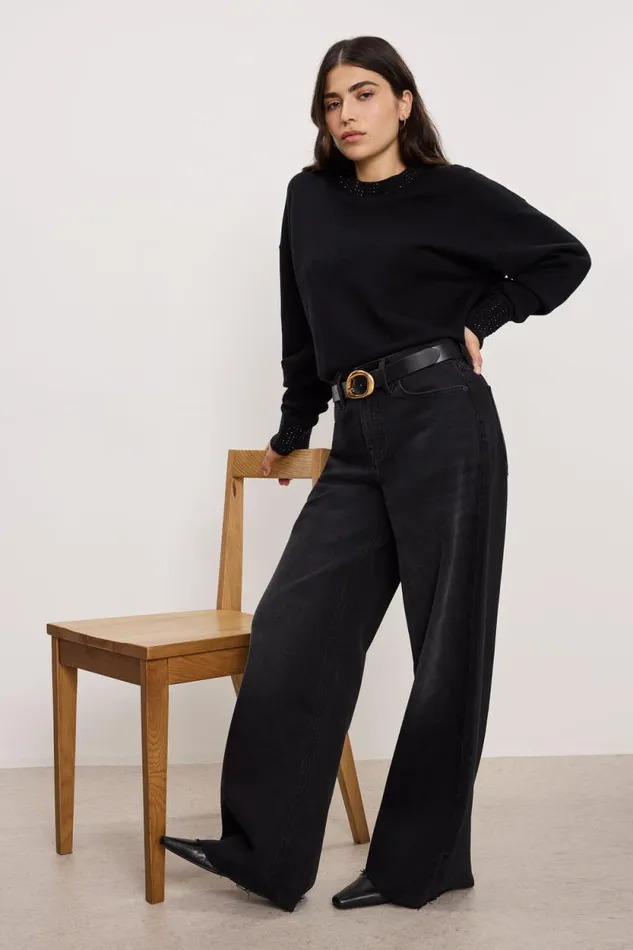 Women GOOD AMERICAN Jeans GOOD EASE PETITE RELAXEDJEANS Black324