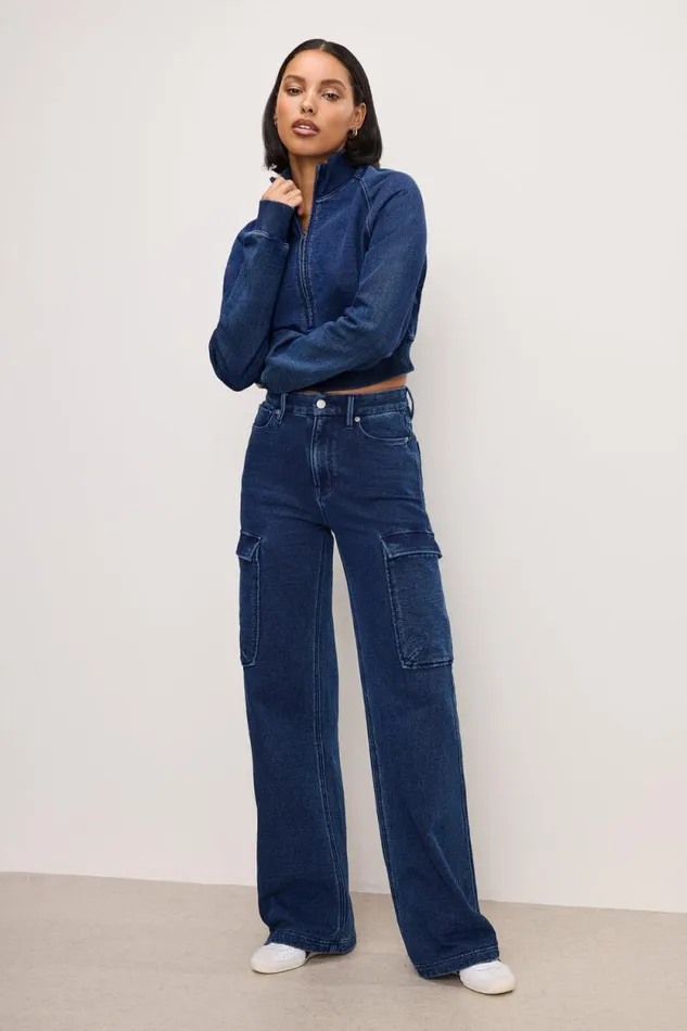 Women GOOD AMERICAN Jeans JEANIUS GOOD SKATE CARGOPANTS Indigo377