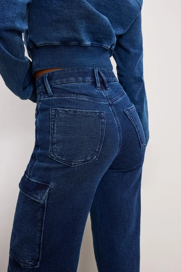 Women GOOD AMERICAN Jeans JEANIUS GOOD SKATE CARGOPANTS Indigo377