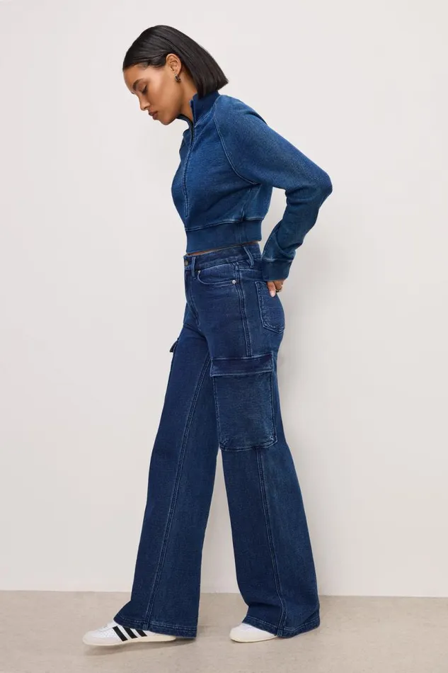Women GOOD AMERICAN Jeans JEANIUS GOOD SKATE CARGOPANTS Indigo377