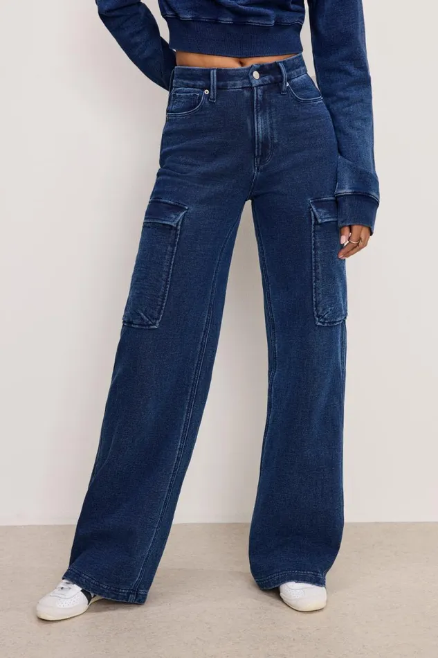 Women GOOD AMERICAN Jeans JEANIUS GOOD SKATE CARGOPANTS Indigo377