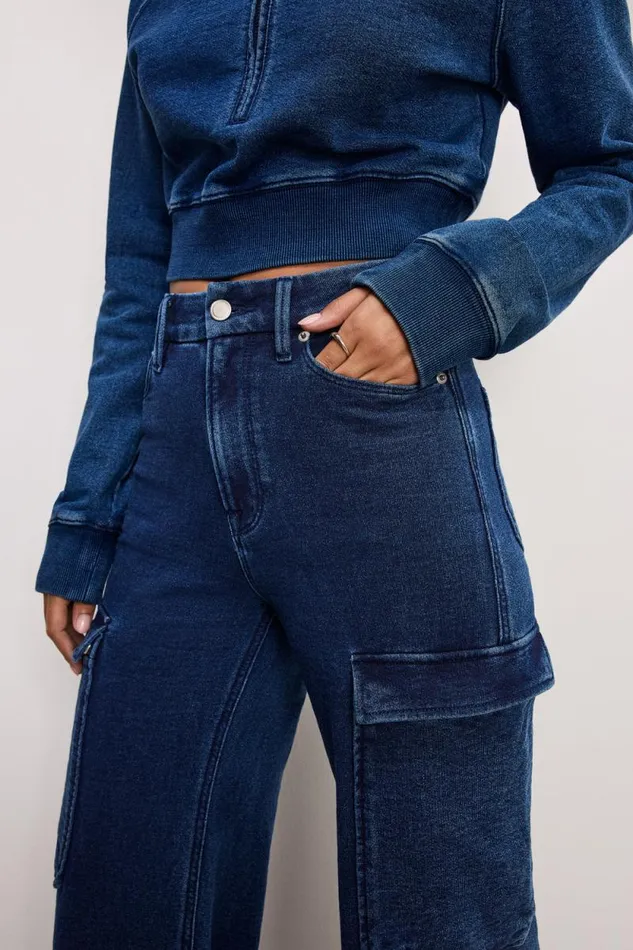 Women GOOD AMERICAN Jeans JEANIUS GOOD SKATE CARGOPANTS Indigo377