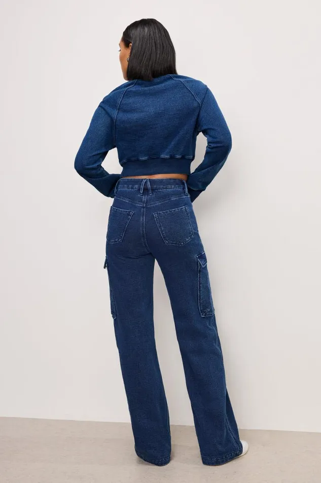 Women GOOD AMERICAN Jeans JEANIUS GOOD SKATE CARGOPANTS Indigo377