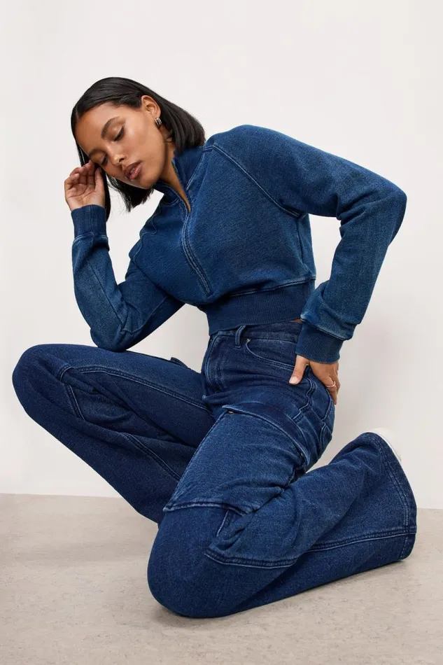Women GOOD AMERICAN Jeans JEANIUS GOOD SKATE CARGOPANTS Indigo377