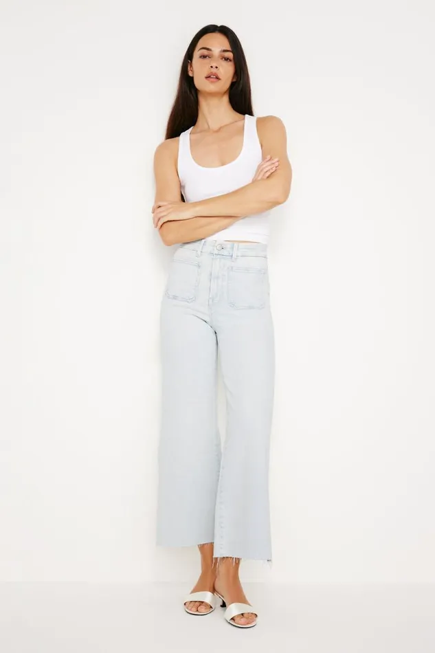 Women GOOD AMERICAN Jeans SOFTTECH GOOD WAIST CROPPED PALAZZOJEANS Indigo660