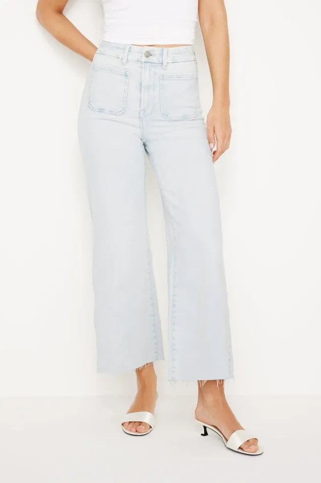 Women GOOD AMERICAN Jeans SOFTTECH GOOD WAIST CROPPED PALAZZOJEANS Indigo660
