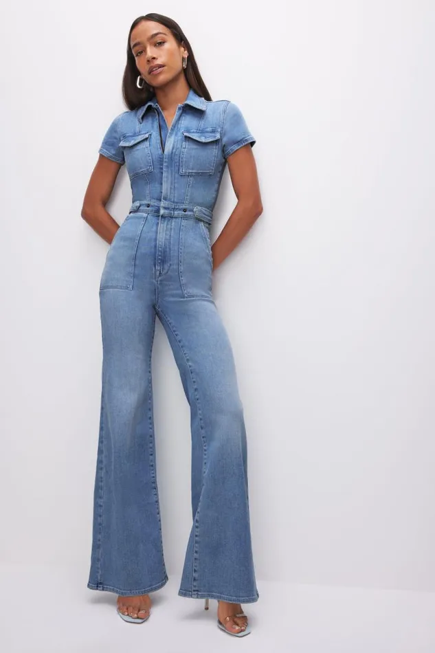 Women GOOD AMERICAN Jumpsuits FIT FOR SUCCESS PALAZZOJUMPSUIT Blue274