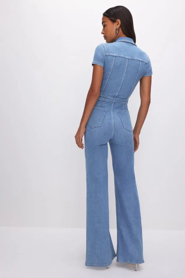 Women GOOD AMERICAN Jumpsuits FIT FOR SUCCESS PALAZZOJUMPSUIT Blue274