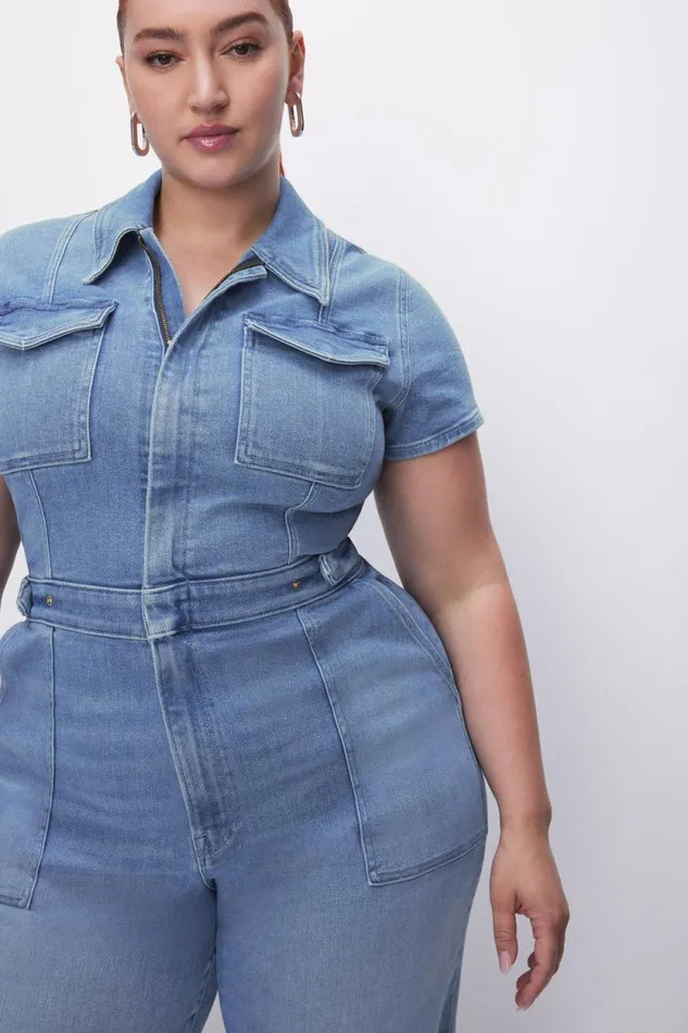 Women GOOD AMERICAN Jumpsuits FIT FOR SUCCESS PALAZZOJUMPSUIT Blue274