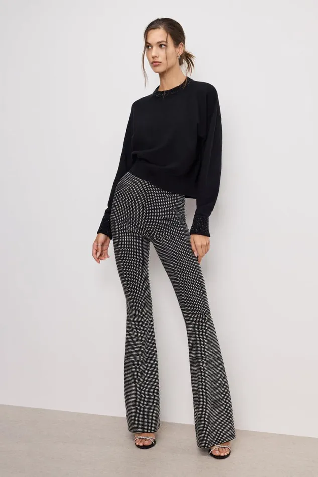 Women GOOD AMERICAN Pants CRYSTAL PULLON FLARELEGGINGS Black001