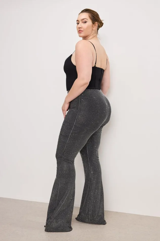 Women GOOD AMERICAN Pants CRYSTAL PULLON FLARELEGGINGS Black001