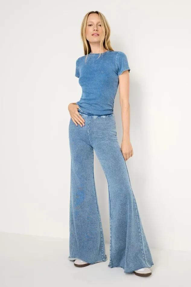 Women GOOD AMERICAN Pants JEANIUS PULLON FLAREPANTS Indigo586