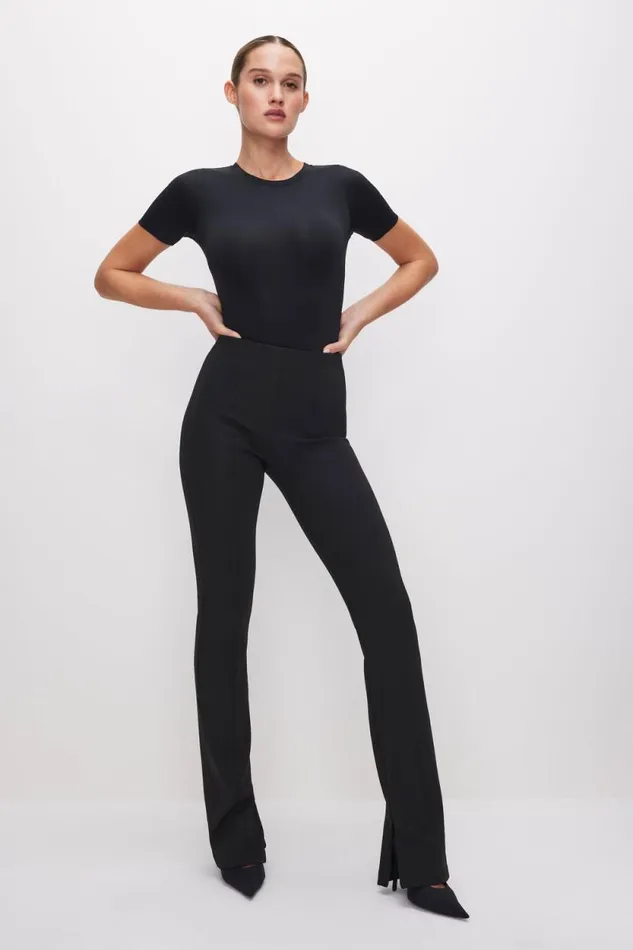 Women GOOD AMERICAN Pants SCUBA PULLON STRAIGHTTROUSERS Black001