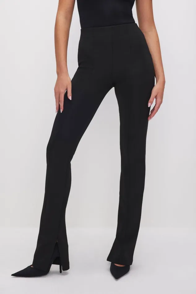 Women GOOD AMERICAN Pants SCUBA PULLON STRAIGHTTROUSERS Black001