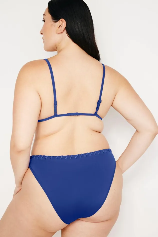 Women GOOD AMERICAN Swim WHIP STITCH COMPRESSION TRIANGLE BIKINITOP Capri Blue004