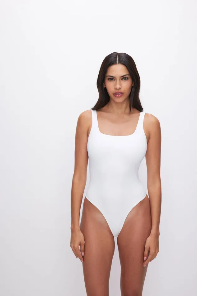 Women GOOD AMERICAN Tees and Tanks SCUBA MODERN TANKBODYSUIT White001