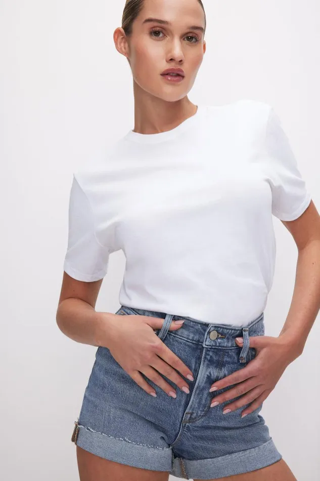 Women GOOD AMERICAN Tops COTTON CLASSICTEE White001