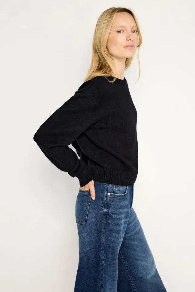 Women GOOD AMERICAN Tops COZYCREWNECK Black001