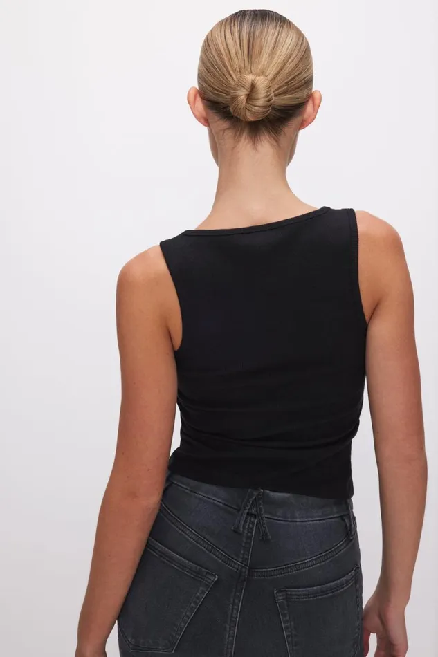 Women GOOD AMERICAN Tops MICRO RIB TANKTOP Black001