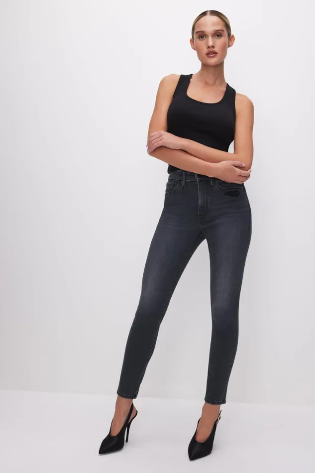 Women GOOD AMERICAN Tops MICRO RIB TANKTOP Black001