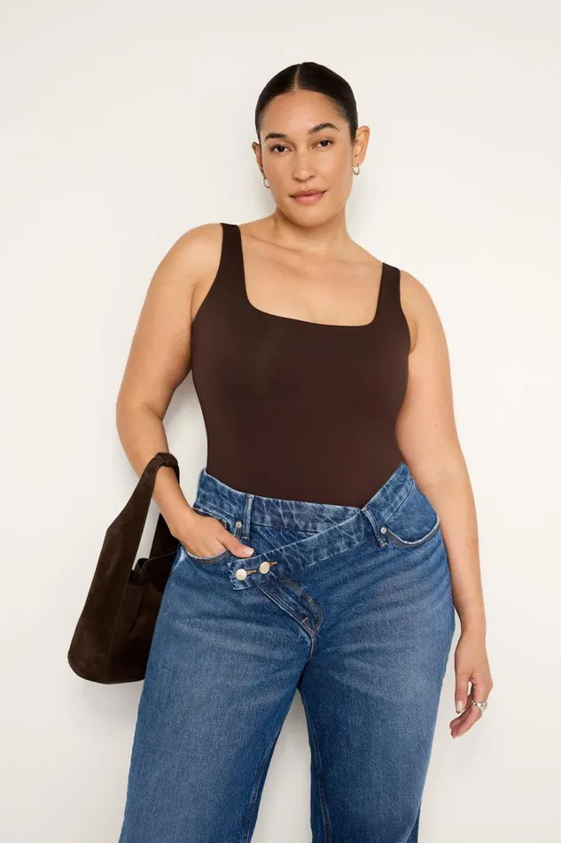 Women GOOD AMERICAN Tops SCUBA MODERN TANKBODYSUIT Bark003