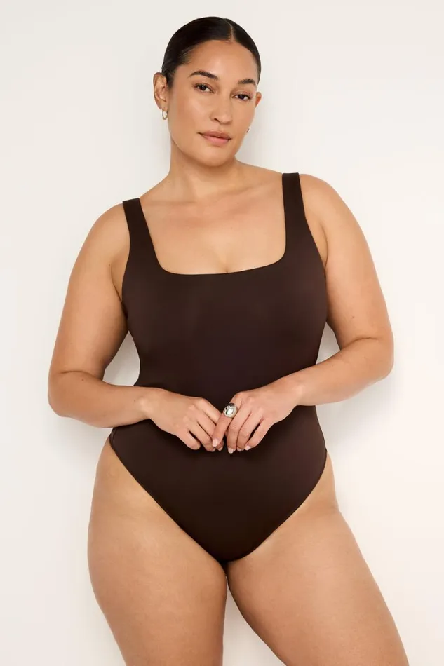 Women GOOD AMERICAN Tops SCUBA MODERN TANKBODYSUIT Bark003