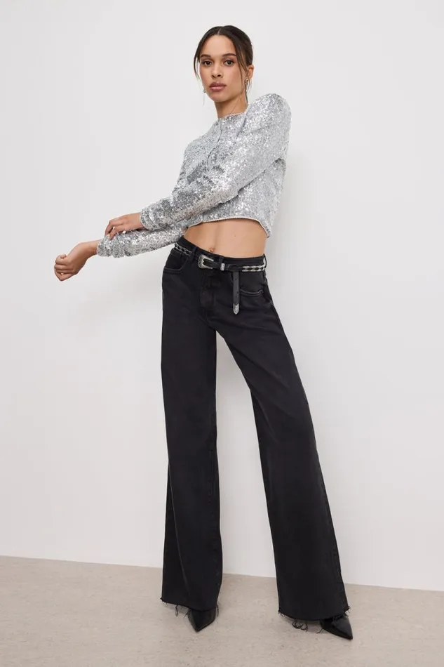 Women GOOD AMERICAN Tops SEQUINCARDIGAN Metallic Silver001 Women GOOD AMERICAN Tops SEQUINCARDIGAN Metallic Silver001