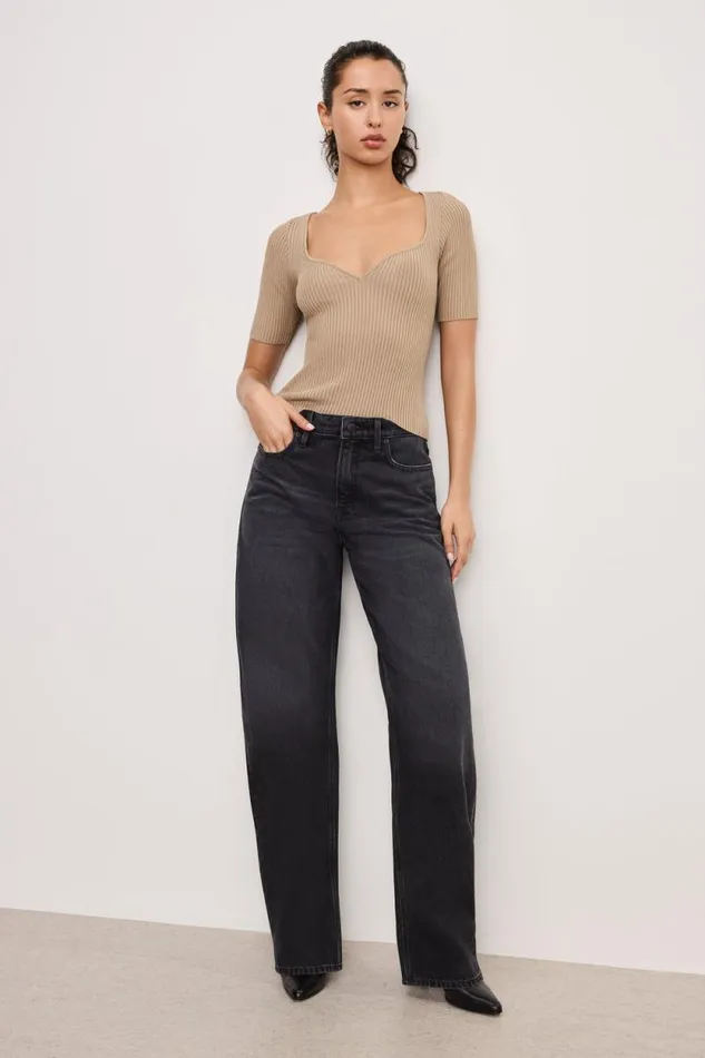 Women GOOD AMERICAN Tops STRETCH RIB KNITTOP Mineral001 Women GOOD AMERICAN Tops STRETCH RIB KNITTOP Mineral001