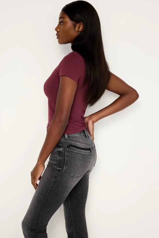 Women GOOD AMERICAN Tops SUPER STRETCH BABYTEE Oxblood002