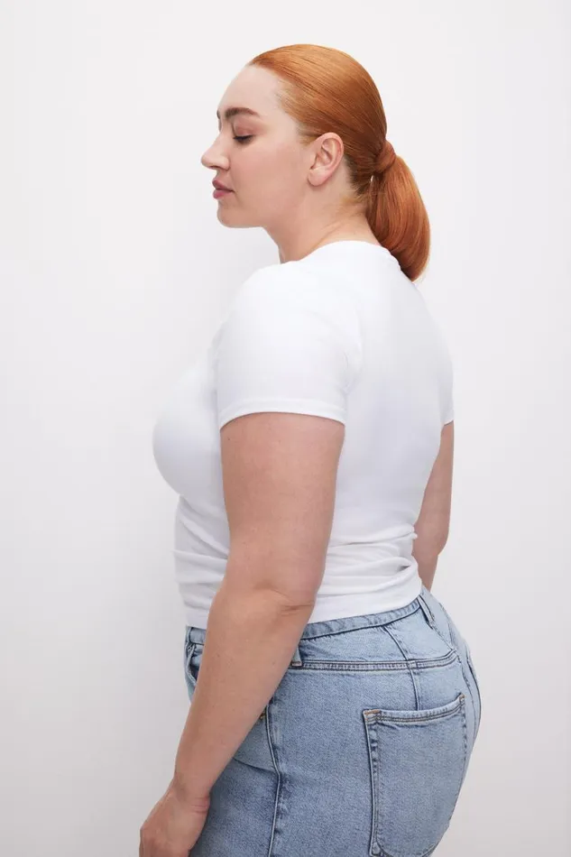 Women GOOD AMERICAN Tops SUPER STRETCH BABYTEE White001