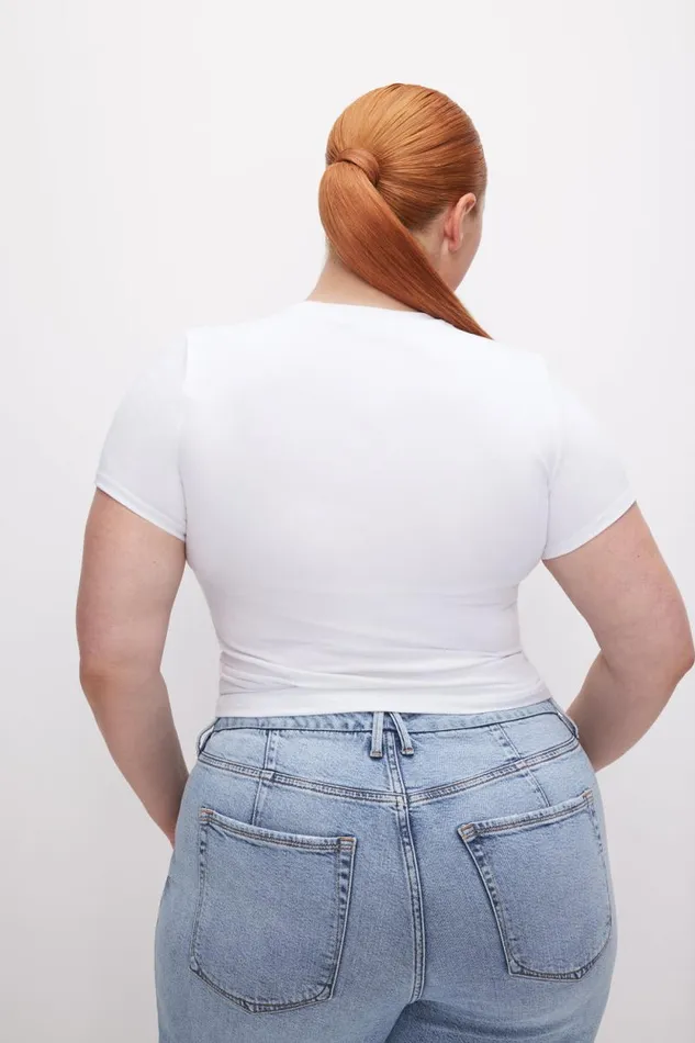 Women GOOD AMERICAN Tops SUPER STRETCH BABYTEE White001