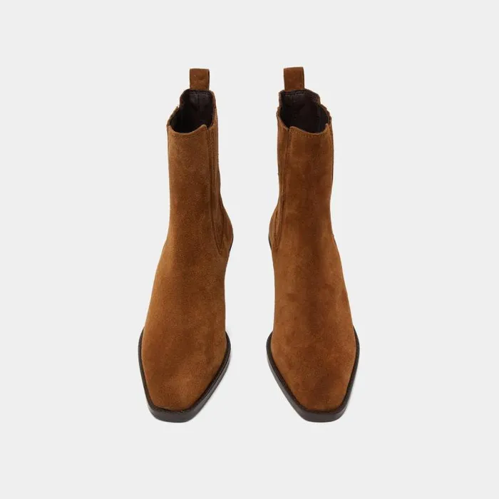 Women Heeled Boots With Gathers Brown JONAK Ankle Boots Lowboots