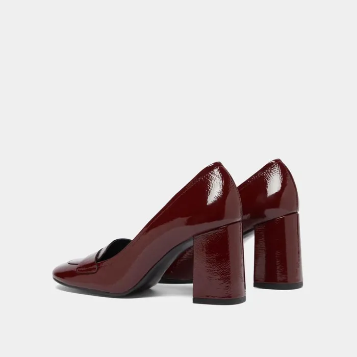 Women Heeled Loafers With Square Toe Burgundy JONAK Loafers