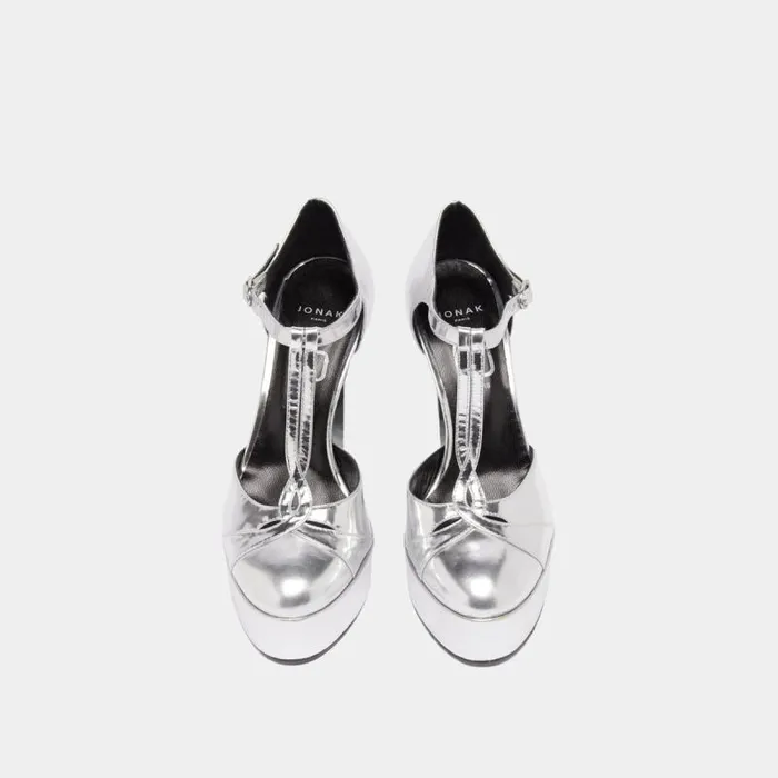 Women Heeled Tbar And Platforms Silver JONAK 60 Years