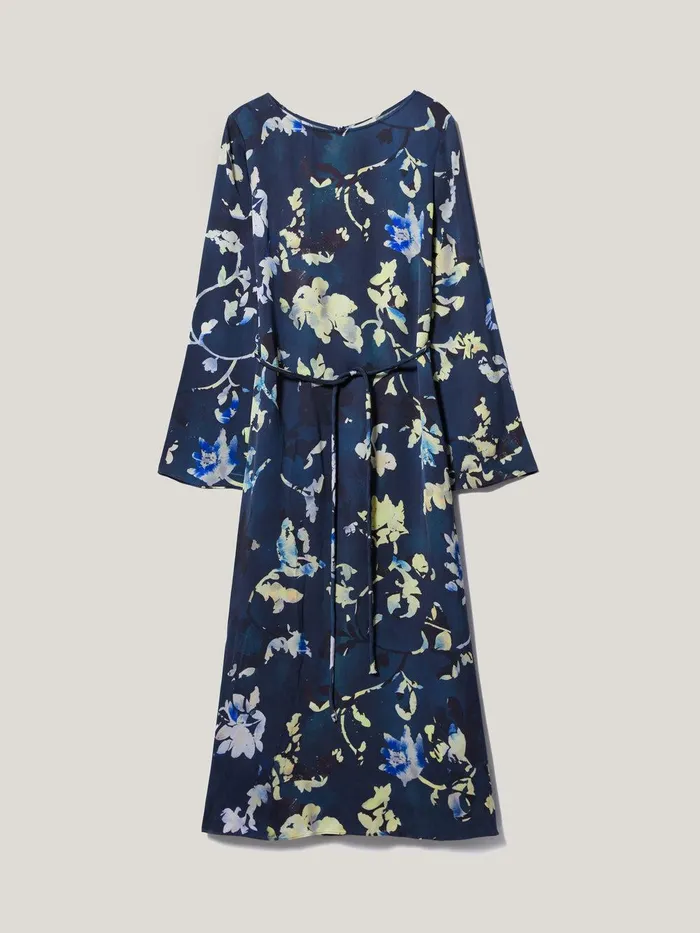 Women Hidden Floral Satin Dress Navy Jigsaw Party