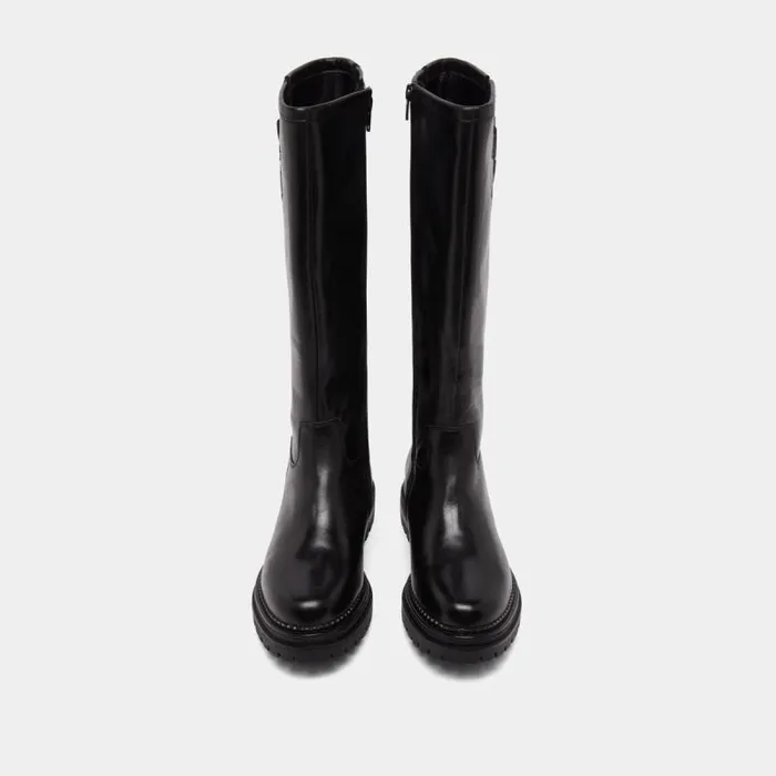 Women High Boots With Notched Soles And Buckles Black JONAK Boots Thighhigh Boots