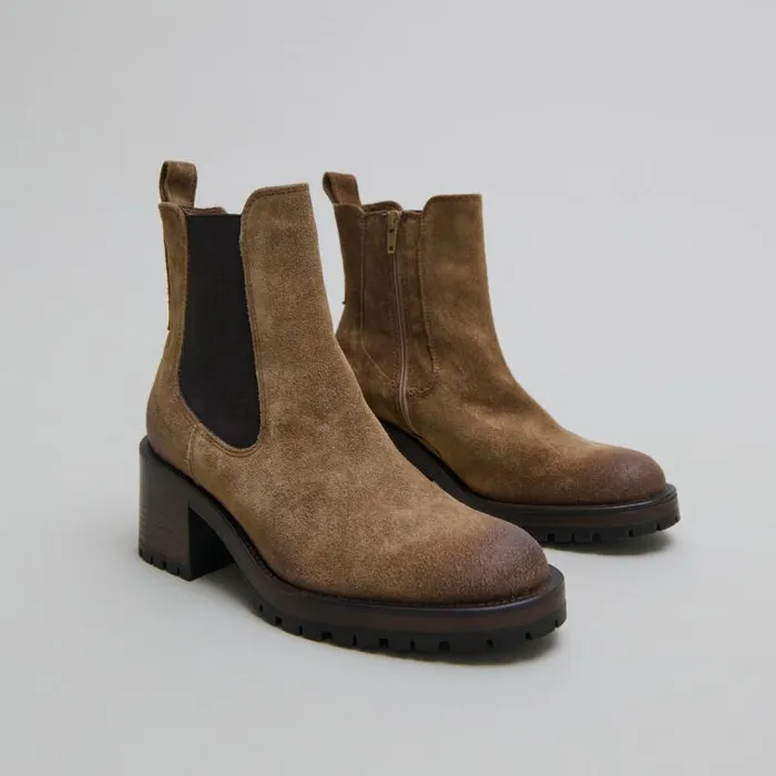 Women High Boots With Notched Soles Taupe JONAK Ankle Boots Lowboots