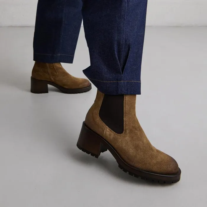 Women High Boots With Notched Soles Taupe JONAK Ankle Boots Lowboots