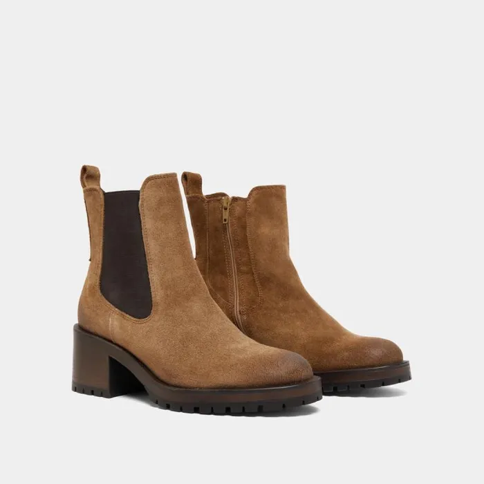 Women High Boots With Notched Soles Taupe JONAK Ankle Boots Lowboots
