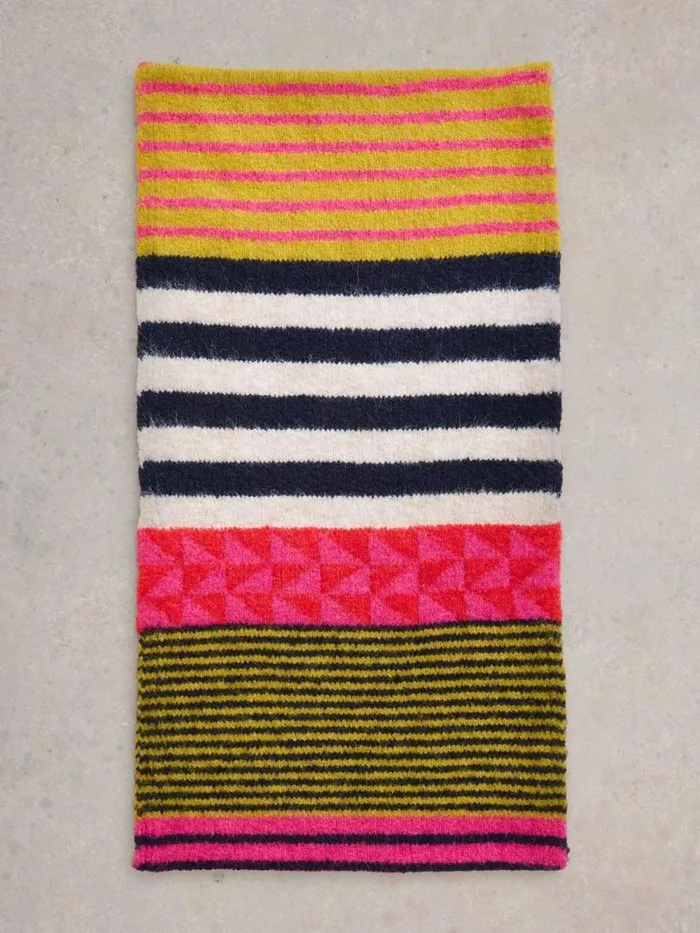 Women Hotch Potch Knitted Snood Pink Multi White Stuff Scarves