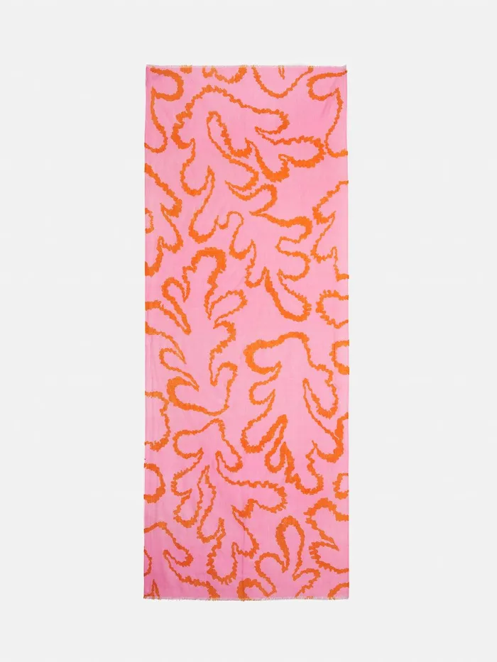Women Hydra Coral Gauze Wool Silk Scarf Pink Jigsaw Ponchos and Scarves