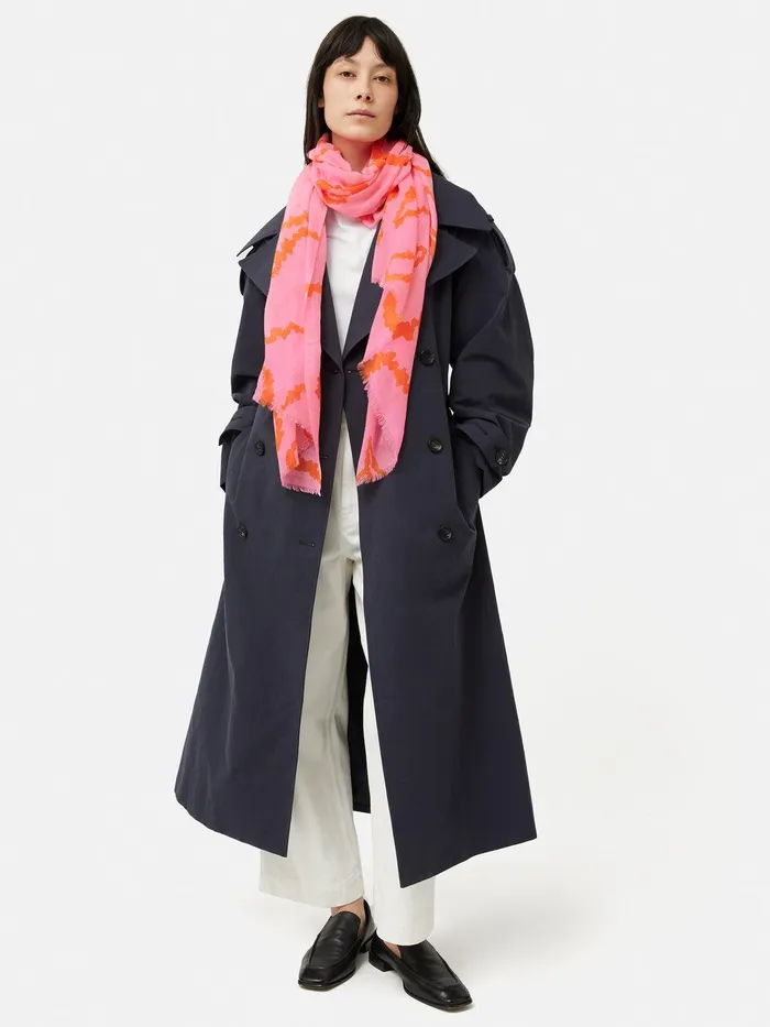 Women Hydra Coral Gauze Wool Silk Scarf Pink Jigsaw Ponchos and Scarves