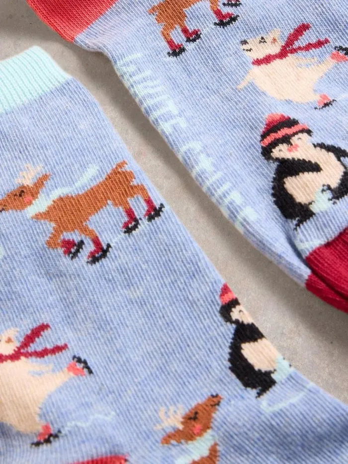 Women Ice Skaters Sock In A Cracker Blue Multi White Stuff Socks Women Ice Skaters Sock In A Cracker Blue Multi White Stuff Socks