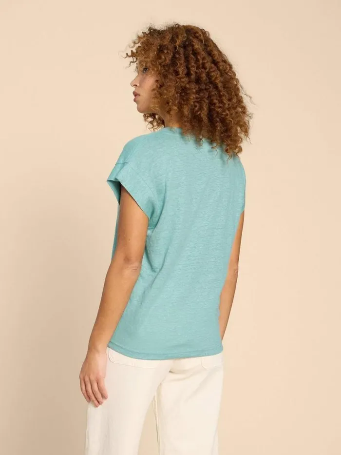 Women IVY LINEN TEE Mid Teal White Stuff Tops and Tees