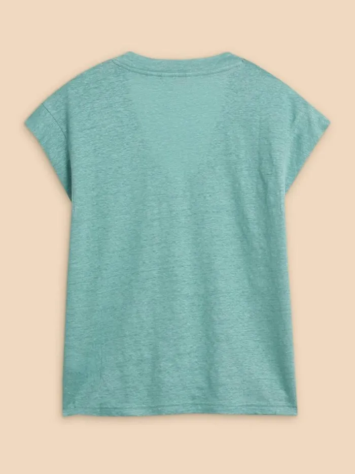 Women IVY LINEN TEE Mid Teal White Stuff Tops and Tees