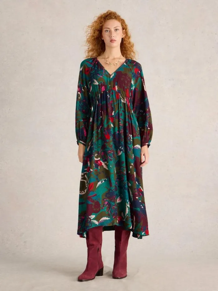 Women Izzy Midi Dress Green Print White Stuff Dresses