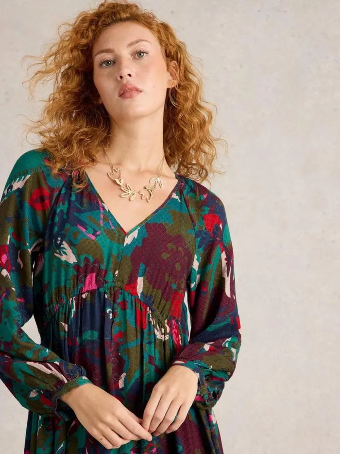 Women Izzy Midi Dress Green Print White Stuff Dresses Women Izzy Midi Dress Green Print White Stuff Dresses